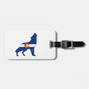 Colorado Flag Wolf Luggage Tag