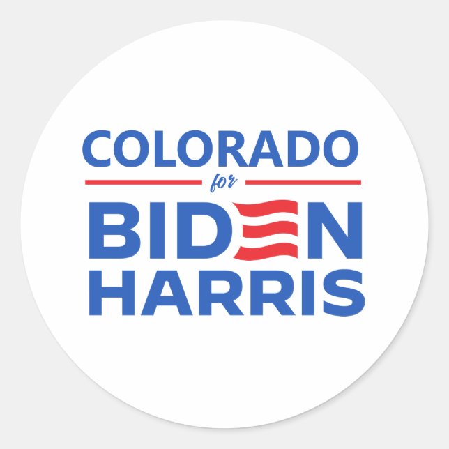 Colorado for Biden Harris Classic Round Sticker (Front)