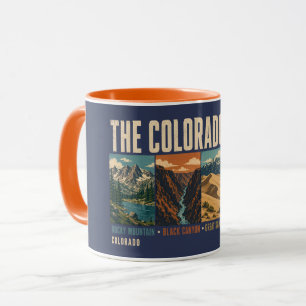 Colorado Four National Park Illustration Vintage Mug