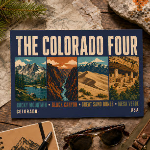 Colorado Four National Park Illustration Vintage Postcard