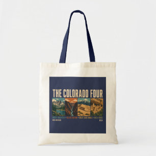 Colorado Four National Park Illustration Vintage Tote Bag