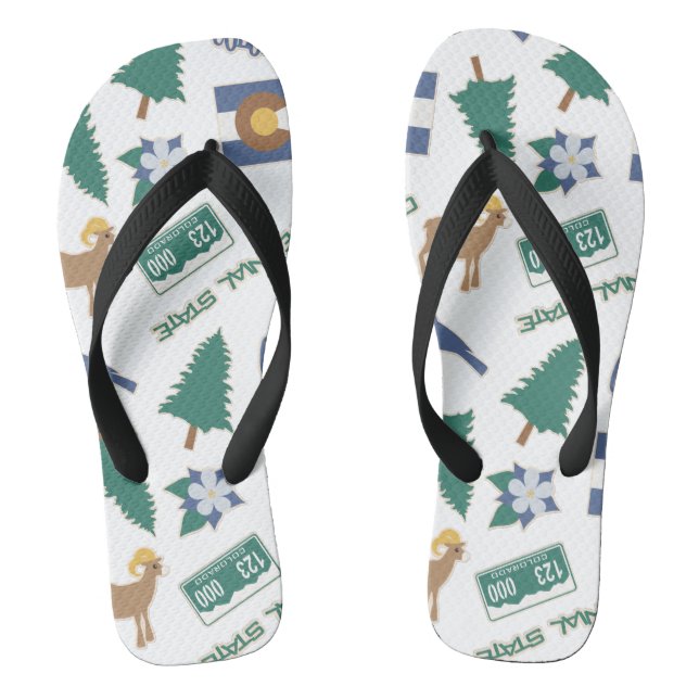 Colorado Fun Pattern Flip Flops (Footbed)