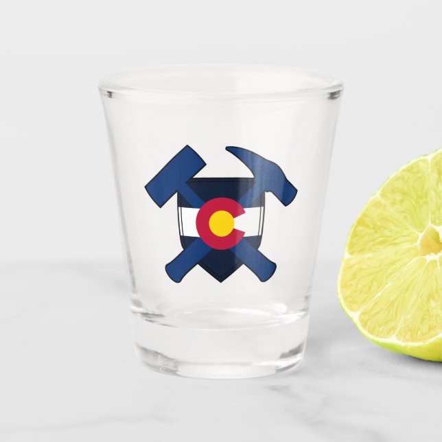 Colorado Geologist's Rock Hammer Logo Shot Glass (Front)