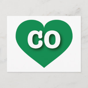 Colorado Green Heart - I love CO Postcard