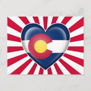 Colorado Heart Flag with Star Burst Postcard