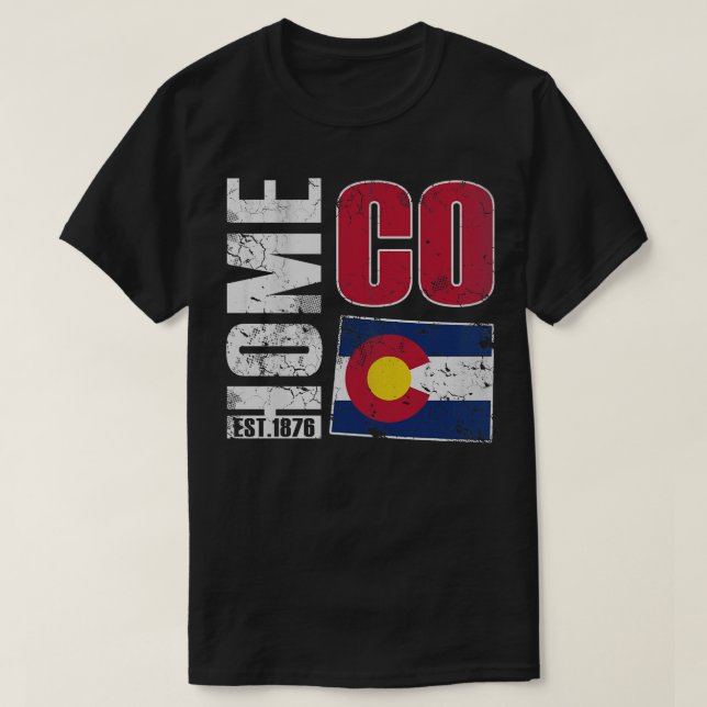 Colorado Home CO 1876 State Flag T-Shirt (Design Front)