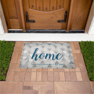 Colorado Home State Personalised Grey Triangles Doormat