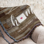 Colorado Home State Personalized Wood Look Throw Blanket<br><div class="desc">Show some home state pride with this cute rustic faux wood plank throw blanket featuring "home" in white calligraphy script lettering with a silhouette map of the state of Colorado standing in for the letter "O." A pink heart illustration inside the state map completes the design; you can change the...</div>