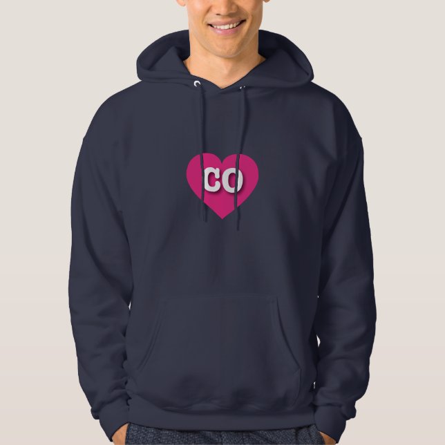 Colorado Hot Pink Heart - I Love CO Hoodie (Front)