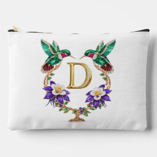 Colorado Hummingbird & Columbine Letter D Wedding Accessory Pouch