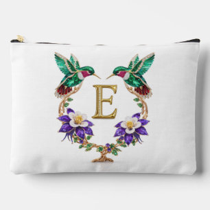 Colorado Hummingbird & Columbine Letter E Wedding  Accessory Pouch