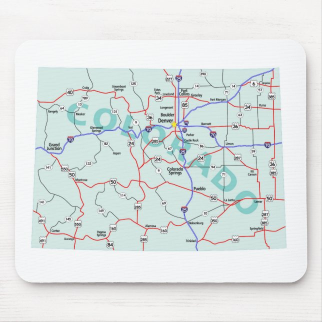 Colorado Interstate Map Mousepad (Front)