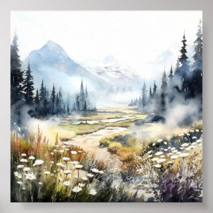 Colorado Landscape Watercolor Art Poster
