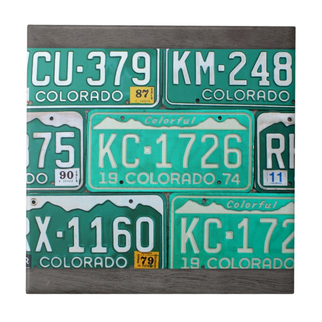 Colorado License Plate Map Ceramic Tile (Front)