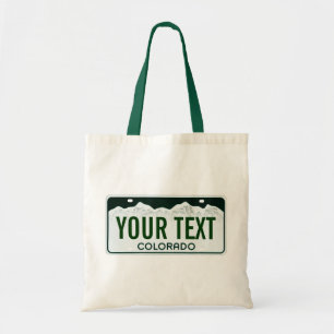 Colorado license plate tote bag