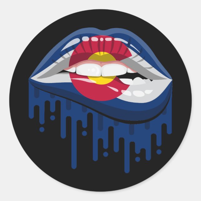 Colorado lips pride root flag classic round sticker (Front)