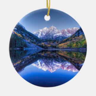 Colorado Maroon Bells in Fall Ceramic Tree Decoration