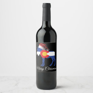 Colorado Moose Wearing a Santa Claus hat for Chris Wine Label