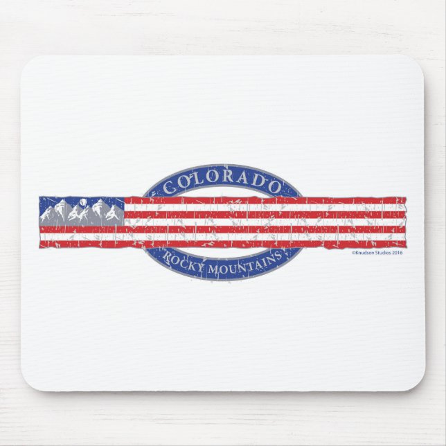 Colorado-Mountain-and-USA-Flag-Grey Mouse Mat (Front)