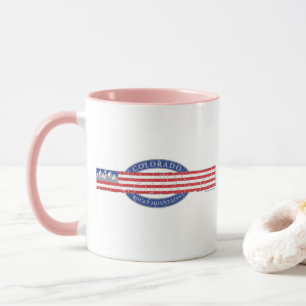 Colorado-Mountain-and-USA-Flag-Grey Mug