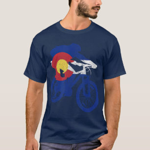Colorado Mountain Bike MTB Flag Cycling Mountain T-Shirt