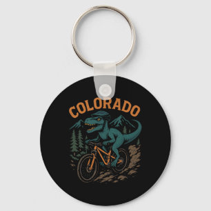 Colorado Mountain Biking T-rex Dinosaur Funny Cycl Key Ring