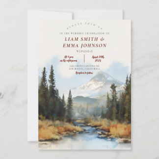 Colorado Mountain Destination Watercolor Wedding Invitation