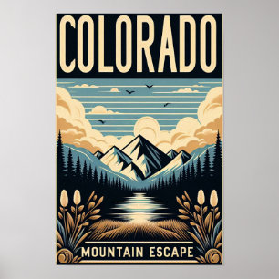 Colorado Mountain Escape Vintage Travel Poster