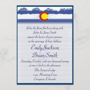 Colorado mountain flag custom wedding invitations