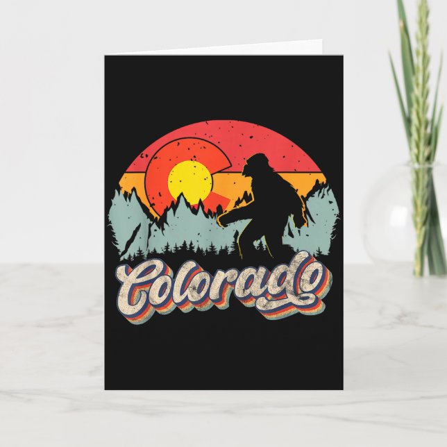 Colorado Mountain Hiking Bigfoot Camng Retro 80s S Card (Front)