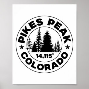 Colorado Mountain Hiking Vintage Pikes Peak  Poster
