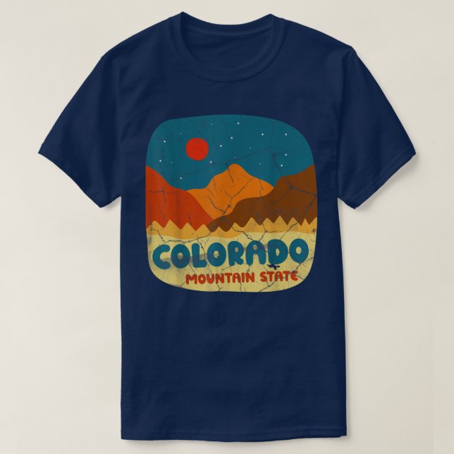 Colorado Mountain State Rocky Mountains Retro Tee  (Design Front)