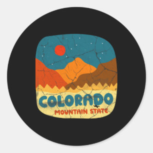 Colorado Mountain State Rocky Mountains Retro Tee Classic Round Sticker