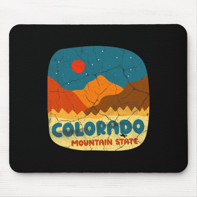 Colorado Mountain State Rocky Mountains Retro Tee  Mouse Mat (Front)