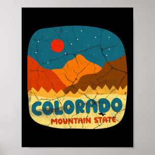 Colorado Mountain State Rocky Mountains Retro Tee Poster