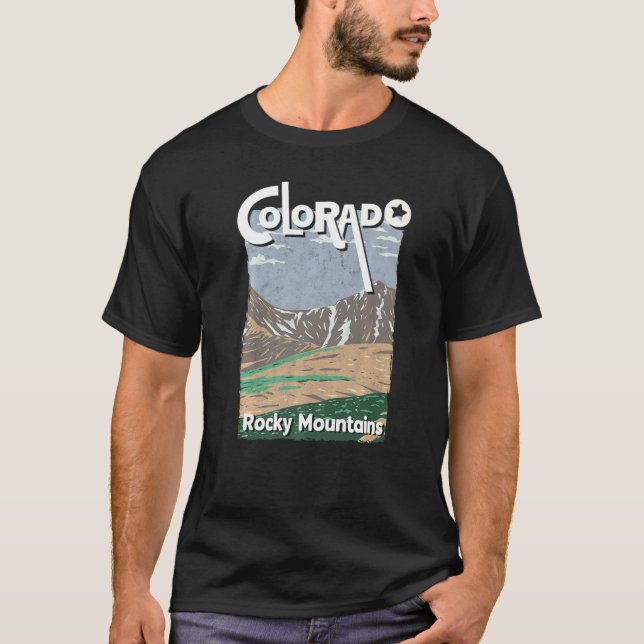 Colorado Mountain State Rocky Mountains Skiing Hik T-Shirt (Front)