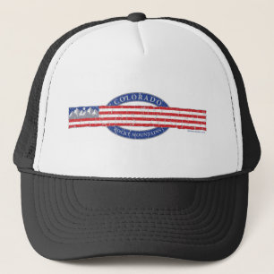 Colorado Mountain USA Flag Trucker Hat