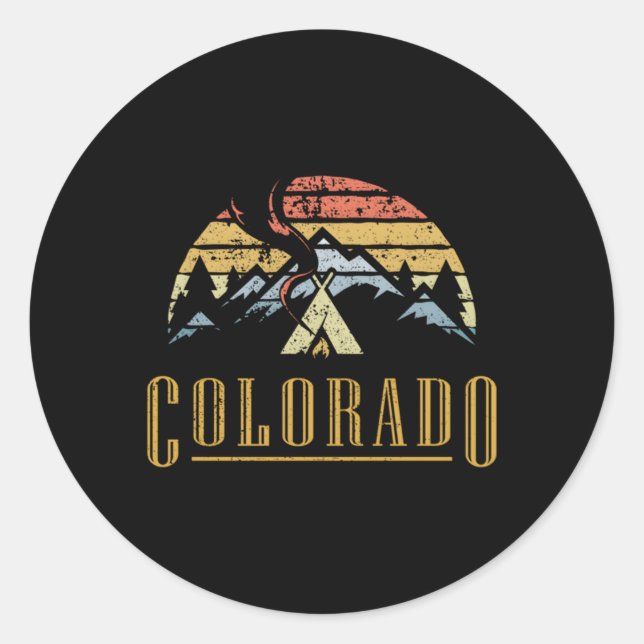 Colorado Mountains Camg Campfire Classic Round Sticker (Front)