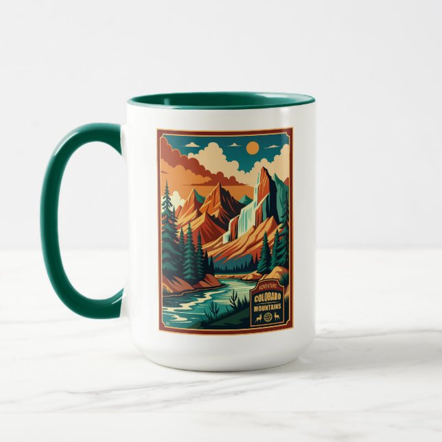 Colorado Mountains Retro Colours Mug (Left)
