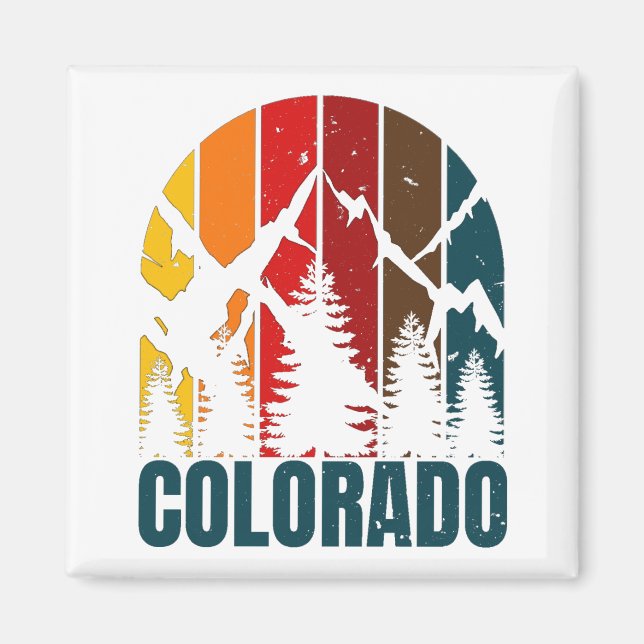 Colorado Mountains Retro Magnet (Front)
