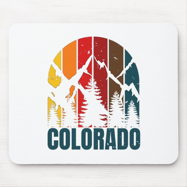 Colorado Mountains Retro Mouse Mat (Front)