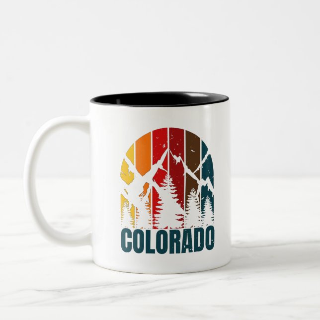 Colorado Mountains Retro Two-Tone Coffee Mug (Left)