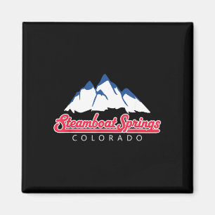 Colorado mountains steamboat springs retro skiing magnet