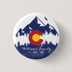 Colorado Mountains Vintage Co Flag Souvenirs  3 Cm Round Badge