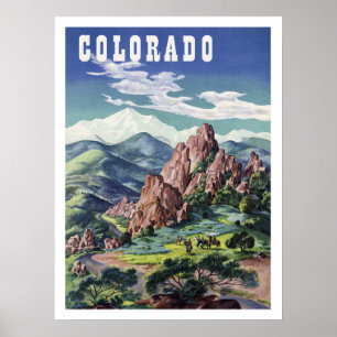 Colorado mountains, vintage travel poster