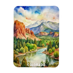 Colorado Mountains Watercolor Painting  Magnet