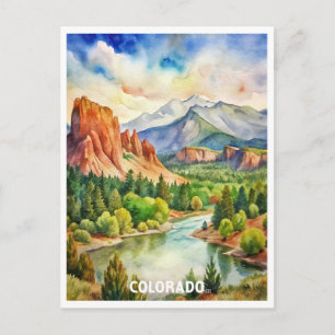 Colorado Mountains Watercolor Painting Postcard