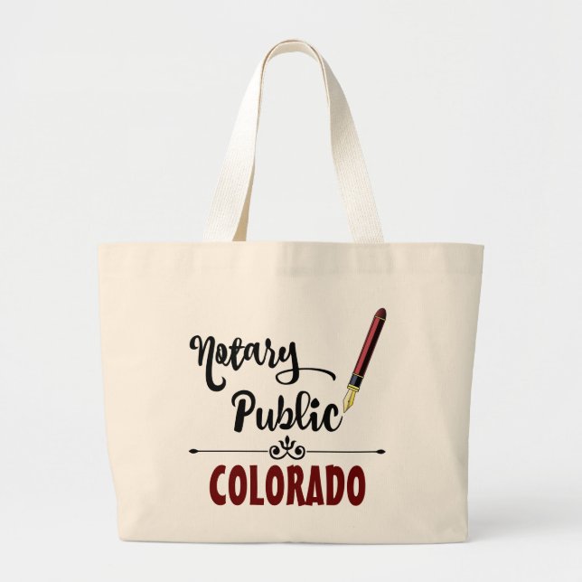 Colorado Notary Public Ink Pen Large Tote Bag (Front)