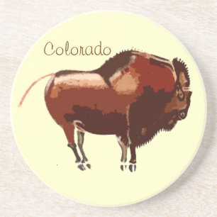 Colorado Painted Bison Sandstone Coaster