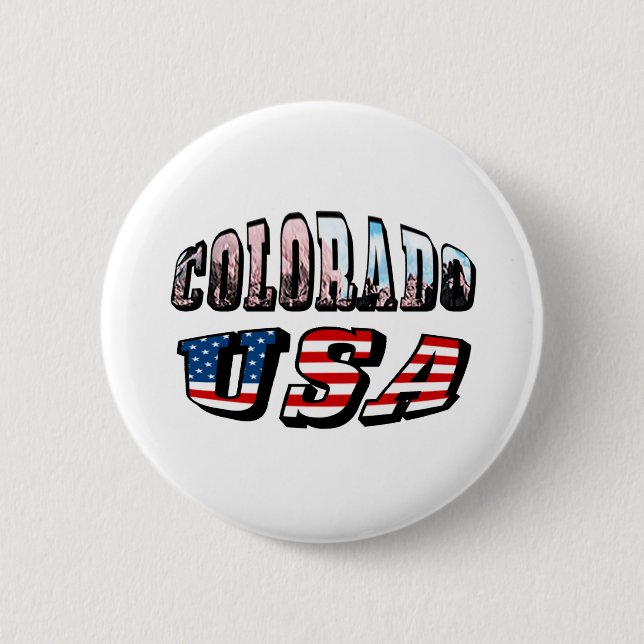 Colorado Picture and USA Text 6 Cm Round Badge (Front)